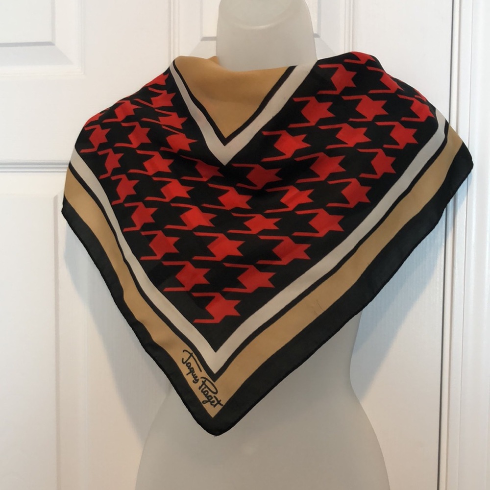 VTG Square Scarf by Jacques Piaget 27"x27" Houndstooth Design